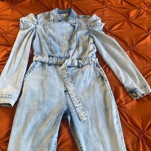 Acid denim blue jumpsuit